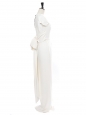 White stretch-crepe wedding gown with large bow at waist Retail price €3700 Size 38