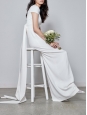 White stretch-crepe wedding gown with large bow at waist Retail price €3700 Size 38