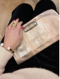 Gold and pink metallic snakeskin leather evening clutch Retail price €950