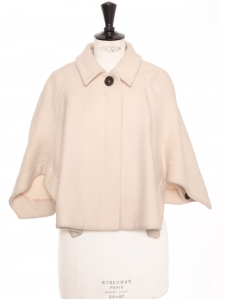 Veste cape courte en laine et cachemire beige rosé Prix boutique 2000€ Taille 38