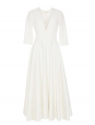 Robe de mariée PROSPERE en satin de coton blanc ivoire cintrée évasée manches 3/4 Prix boutique 2600€ Taille 36