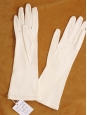 Long gants fins en satin blanc ivoire Taille 7