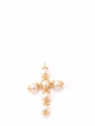 Pendentif croix en perle et laiton doré
