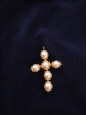 White beads and gold brass large cross pendant