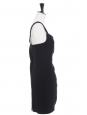 Black crêpe heart shape neckline cinched dress Retail price €550 Size 40