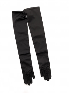 GANTS NEYRET Black satin long gloves Size 7