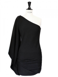 One-shoulder black stretch jersey cocktail dress Retail price 1600€ Size XS