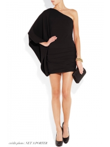 One-shoulder black stretch jersey cocktail dress Retail price 1600€ Size XS