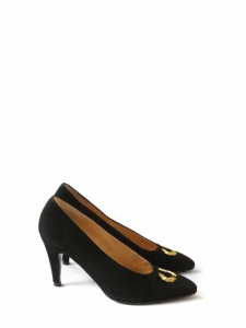 Black suede leather with gold embroidery Size 36