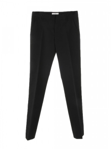 Black gabardine straight leg pants with pleat Retail price €820 Size 36
