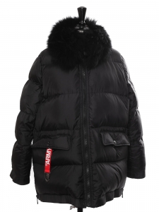 ARMY Black puffer winter parka coat with lamb fur collar Retail price 1000€ Size 36