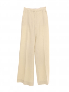 Beige cream flared pants high waist pants with pleat Retail price €550 Size 36