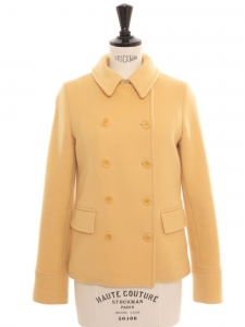 Double breasted honey yellow wool cropped coat Retail price €595 Size 36