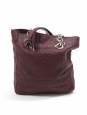LADY DIOR burgundy prune cannage lambskin leather cabas bag with silver chain Retail price €3000