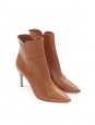LEVY 85 pointy toe and stiletto heel ankle boots in camel brown leather Retail price €850 Size 37.5