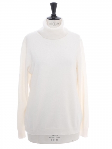 Cream white pure cashmere turtleneck sweater Retail price €300 NEW Size 40/42