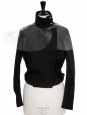 Veste courte en crêpe noir avec collerette en vinyle transparente Prix boutique 3000€ Taille 34