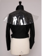 Black wool crêpe cropped jacket with vinyl collar Retail price €3000 Size 34