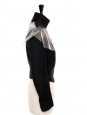 Veste courte en crêpe noir avec collerette en vinyle transparente Prix boutique 3000€ Taille 34