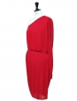 Robe de cocktail asymétrique en jersey rouge rubis Prix boutique 700€ Taille 36