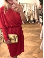 Rubis red jersey one-shoulder asymmetrical cocktail dress Retail price €700 Size 36