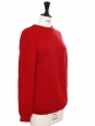 Pull col rond en grosse maille de laine rouge carmin Prix boutique 900€ Taille XS