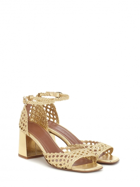 PROCIDA Gold woven leather heels sandals with ankle strap Retail price €405 Size 39