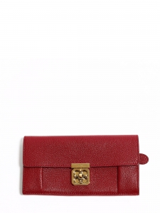 ELSIE Red pebbled leather continental wallet Retail price €380