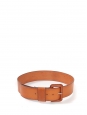 Camel brown thick leather large belt with leather buckle Retail price €180 Size 85