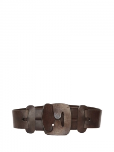 Chocolate brown leather large belt Retail price €280 Size S