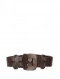 Chocolate brown leather large belt Retail price €280 Size 85