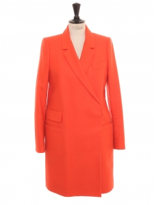Manteau ESME en laine rouge orange vif Prix boutique 1000€ Taille 40