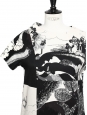 Robe Secret GARDEN manches courtes en laine imprimé fleuri noir et blanc Prix boutique 2500€ Taille 34/36