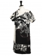 Robe Secret GARDEN manches courtes en laine imprimé fleuri noir et blanc Prix boutique 2500€ Taille 34/36