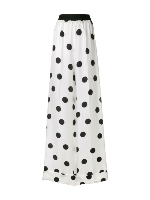 Black and white polka dot silk high waist wide leg palazzo pants Retail price €665 Size XXS