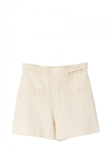 Ecru silk lace on white linen shorts Retail price 1250€ SIze 36