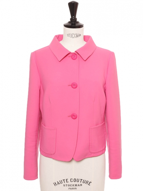 Bright fuchsia pink cotton jacket Retail price €1200 Size 38