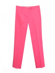 Pantalon droit en coton stretch rose fushia Prix boutique 490€ Taille 34