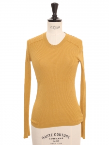 Mustard yellow silk and cotton ribbed knit top Retail price €400 Size XS