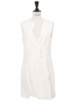 White shantung short dress with asymmetric embroidery Size 36