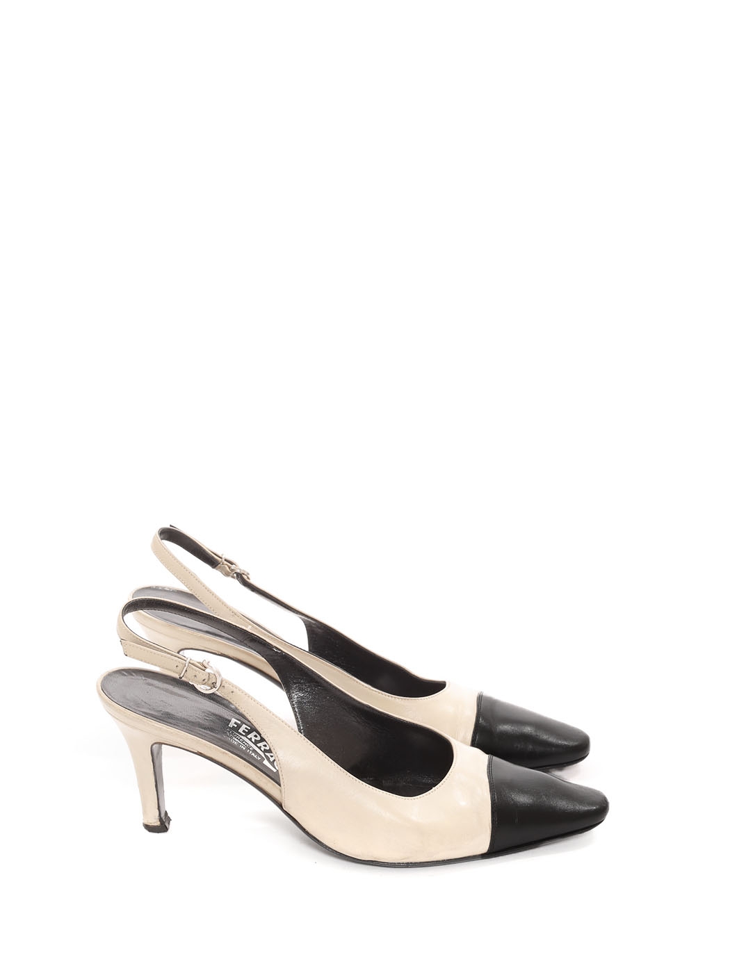 black leather slingback