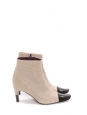 Black square toe and beige leather heel ankle boots Retail price €1300 Size 37