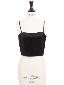 Black silk satin thin strap top Retail price €1200 Size 34