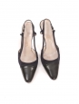 Black leather and canvas pointy top slingback pumps Retail price €800 Size 37