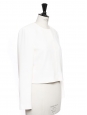 Ivory white crepe blazer-style cropped jacket Retail price €400 Size 38