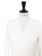 Robe manches longues col v en jersey stretch blanc ivoire Prix boutique 1500€ Taille 38