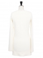 Long sleeves V neck ivory white stretch jersey mini dress Retail price €1500 Size 38