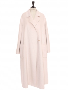 CADINE White pink wool and alpaga very long coat Retail price €2035 Size 40