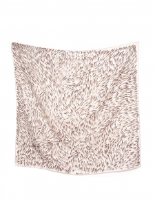 GLORIA ecru, light brown and black printed silk twill square scarf Retail price €350 Size 90 x 90