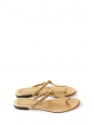 Flat gold leather sandals with braided T strap Retail price €530 Size 39